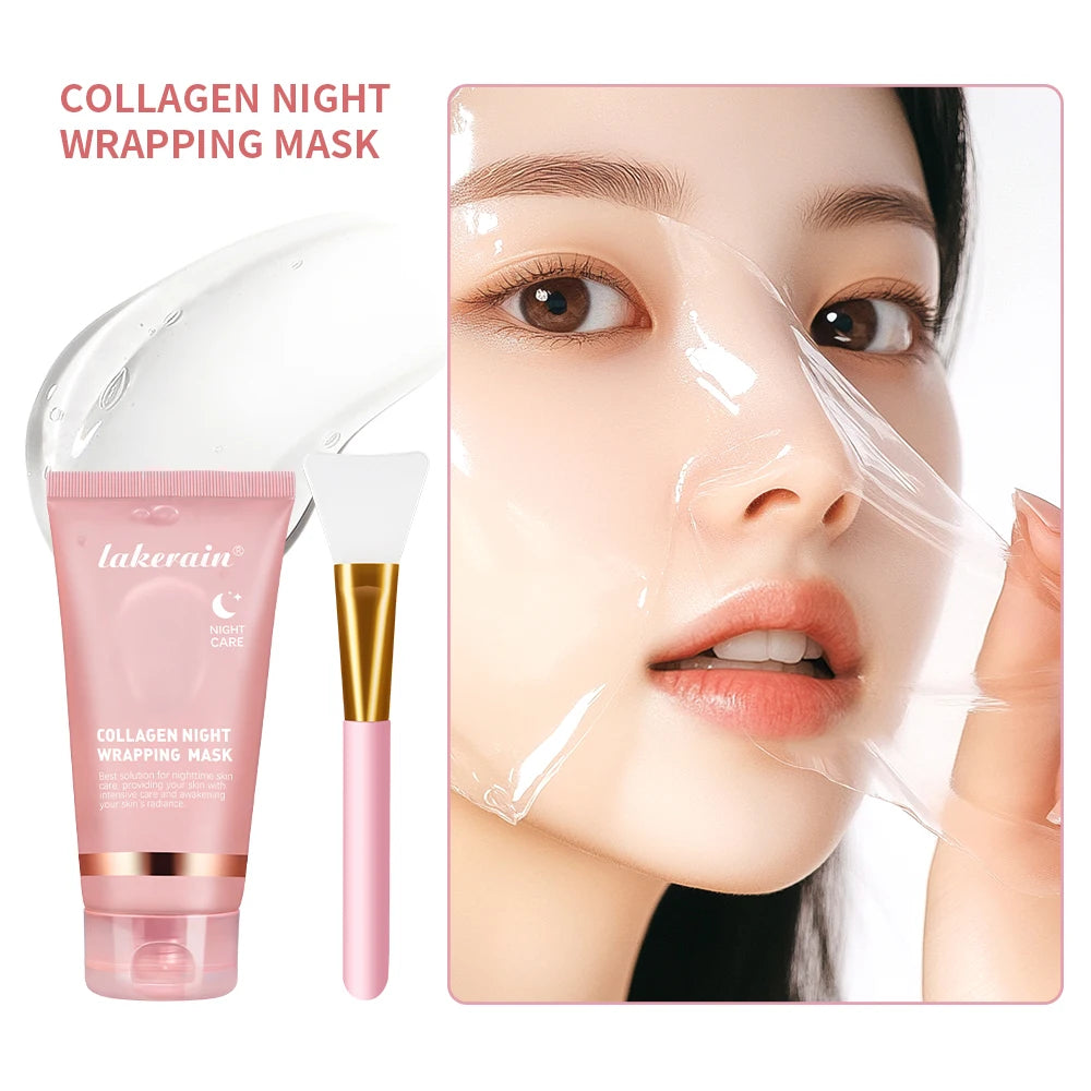 Collagen Facial Mask And Brush Set Rejuvenates Moisturizes Brightens Skin For Glowing Elasticity Korean Face Care Treatment