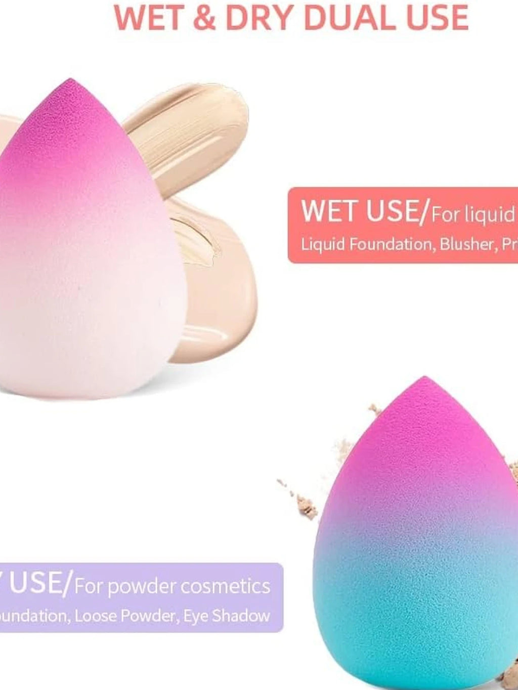 5 Pack Ombre Makeup Sponges Beauty Sponge Blender - Soft Makeup Sponge Blender for Wet and Dry