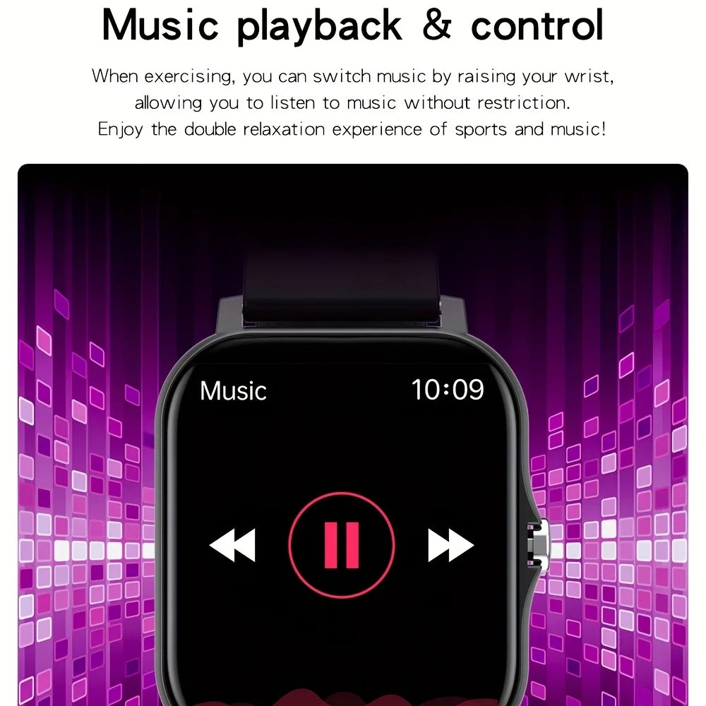 Touch Screen Smart Watch HD Display Bluetooth Call Message Alert Music Sports Smartwatch Men Gift Women Heart Rate Monitoring