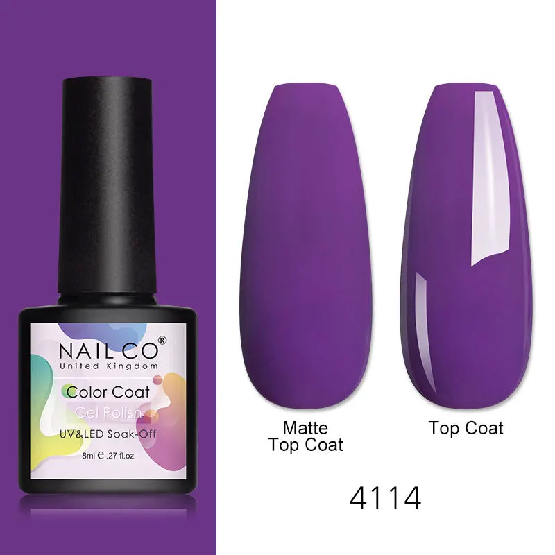 NAILCO 8ml Pink Red Colors Gel Nail Polish Nail Art Varnishes Gel Lacquer Coat LED Nails Manicure Design UV Gel Varnish Soak Off