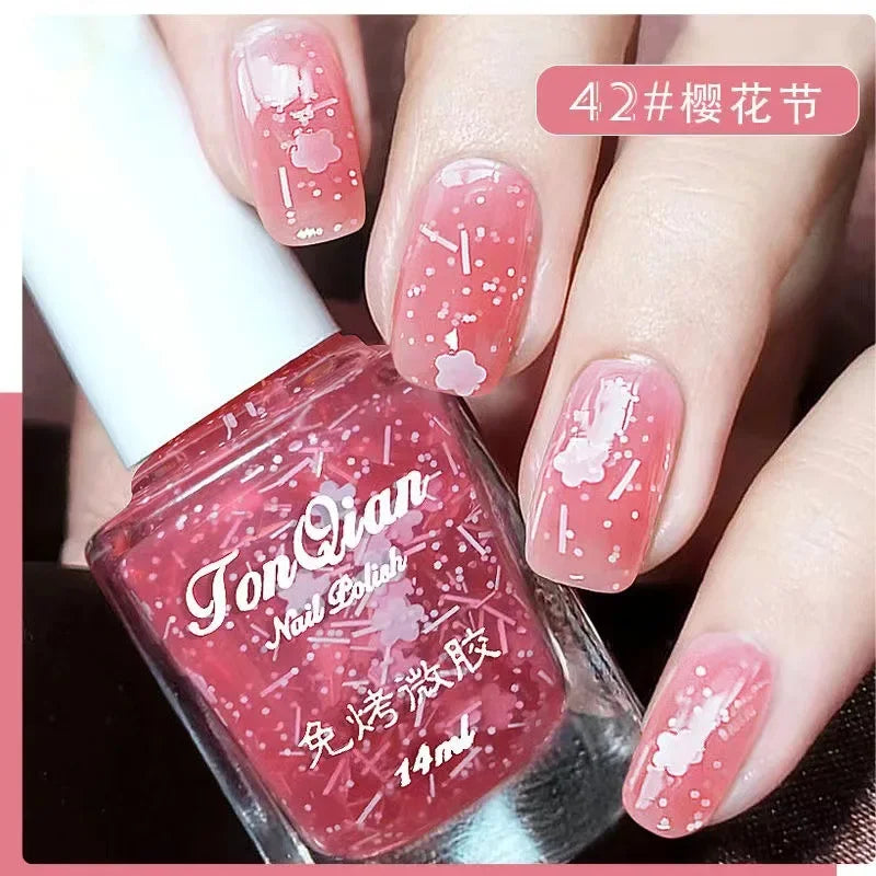Nail Polish Female Lasting No Bake Can Not Peel Classic Show White Cherry Red Pearl White Transparent Nude Color