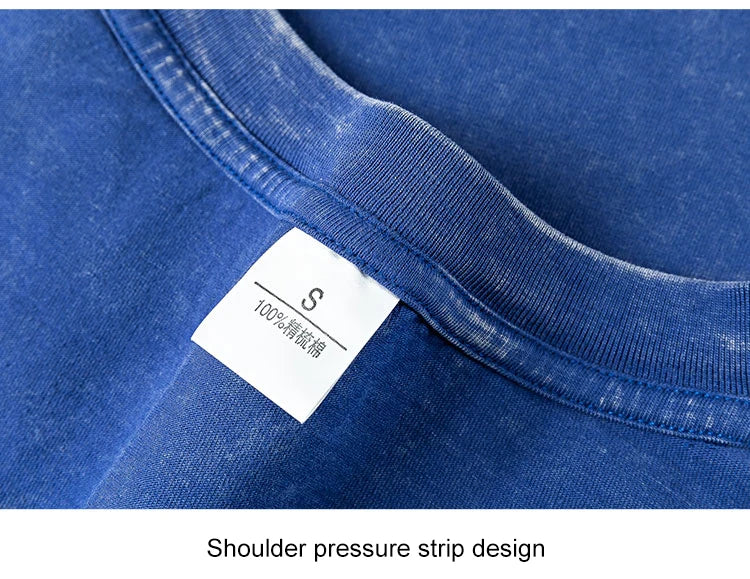 Washed And Distressed 230g Heavyweight Cotton Short Sleeved T-shirt Versatile Men Women Summer Solid Color Loose T Shirts Top