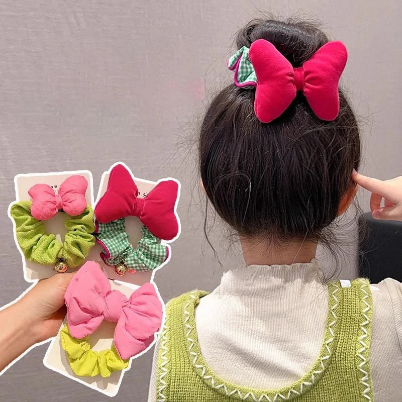 Women's Hair Scrunchies Bow Bells Cute girls Sweet Kawaii Hair Ties Fashionable Dopamine Verstaile Hair Accessories Children