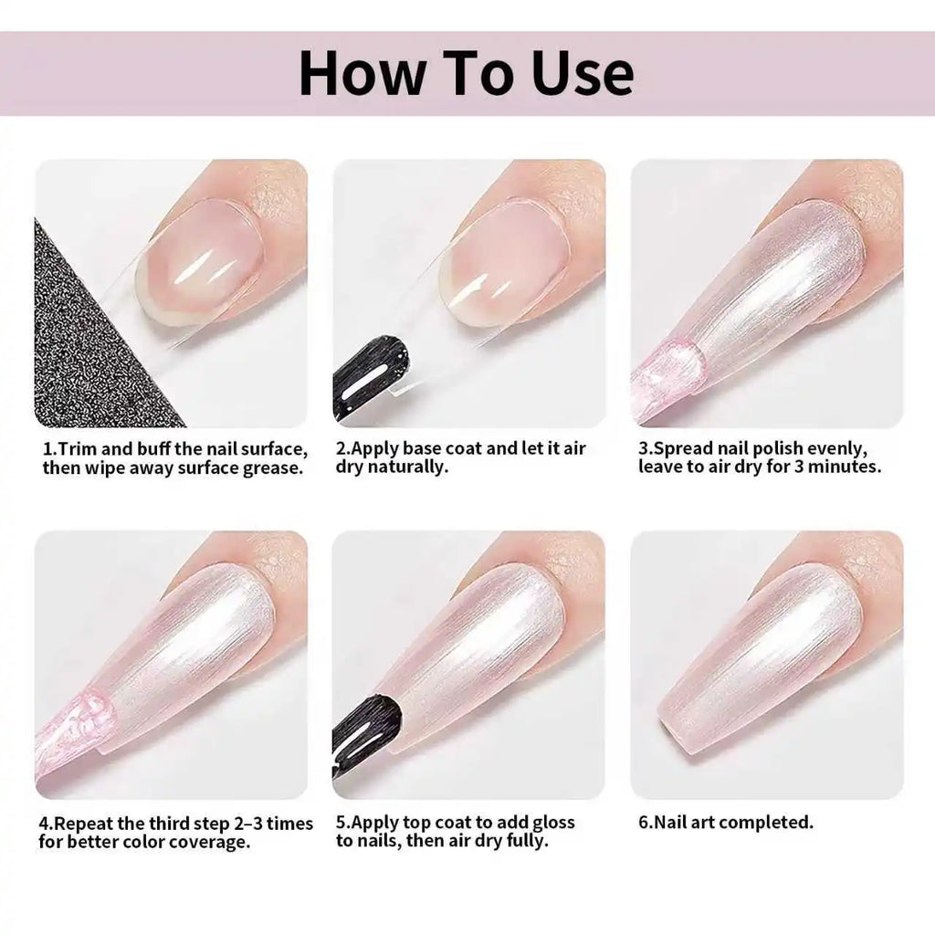 Pink Pearlescent Nail Polish; Quick-Drying, No Lamp Required, Long-Lasting Formula; Adds a Pearly Sheen and Brightens the Nail S