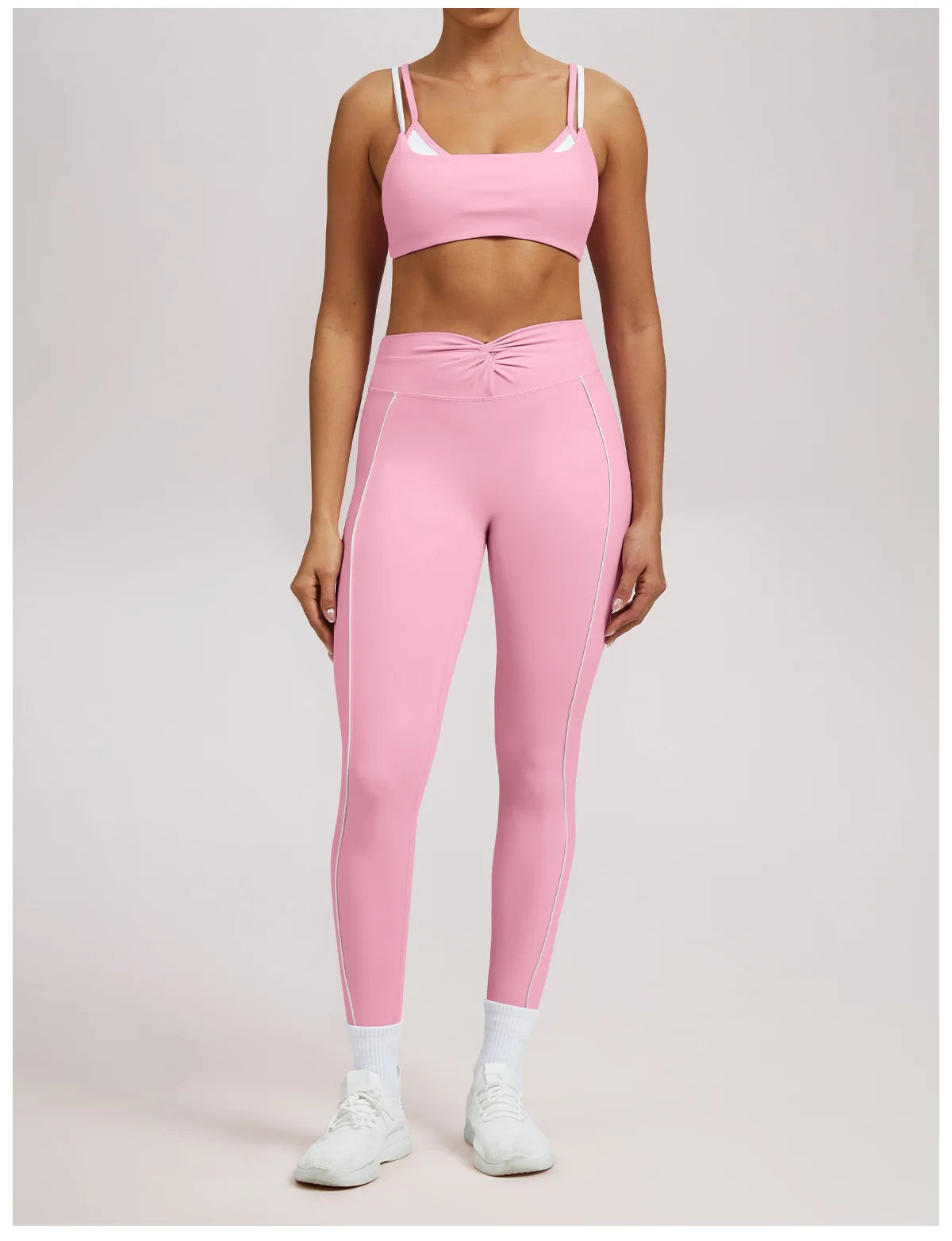 Yoga Leggings Women's Workout Gym Running Fitness Pants High Waist Ruched Contrast Piping Butt Lifting Slim Squat Proof Stretchy