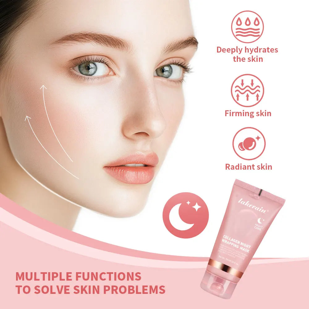 Collagen Facial Mask And Brush Set Rejuvenates Moisturizes Brightens Skin For Glowing Elasticity Korean Face Care Treatment