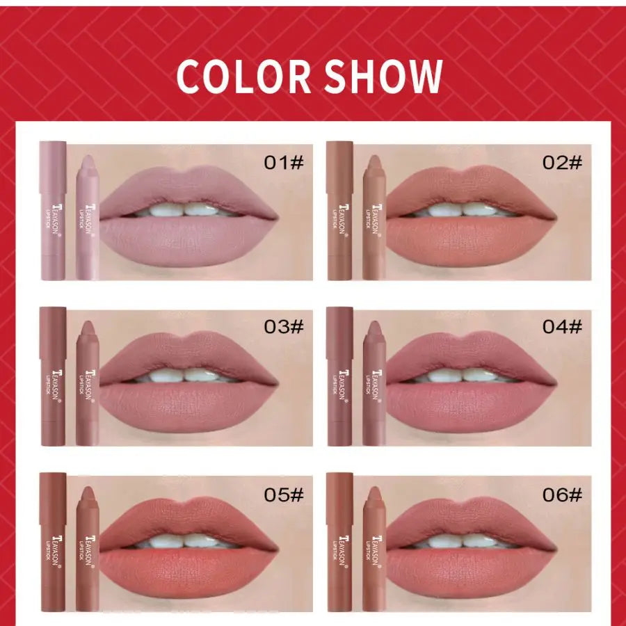 Matte Lipstick Easy Coloring Non-Stick Cup Long-Lasting Comfortable Wear Lip Makeup for Women