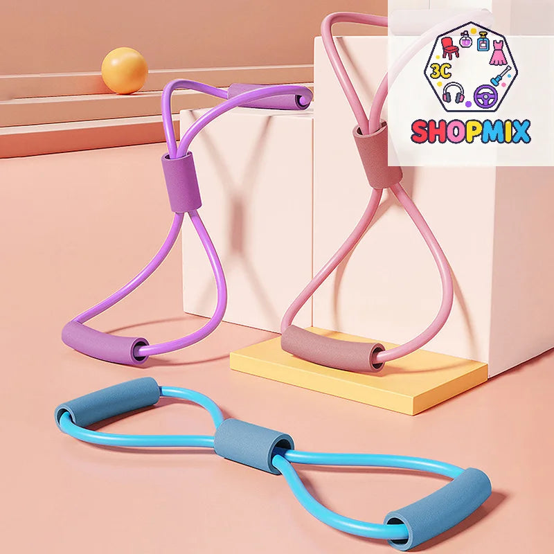 Resistance Bands Yoga 8 Word Tension Device Back Training Arm Open Fitness Rope Neck Exercise Stretch Equipment Belt