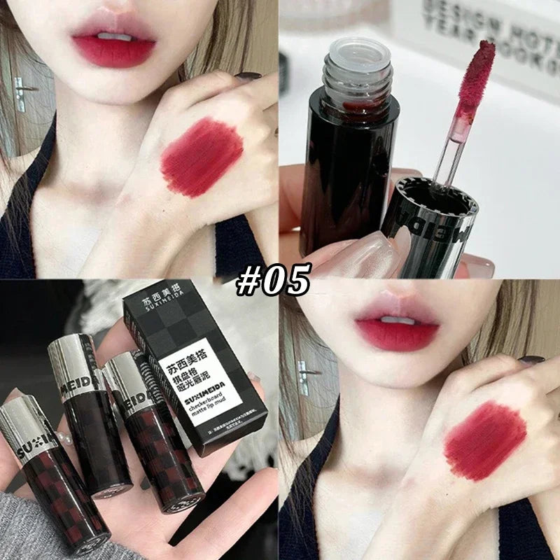 Matte Lipstick Punk Dark Red Lip Gloss Waterproof Lasting Smoky Nude Purple Matte Lipstick Natural Chocolates Lip Tint Makeup