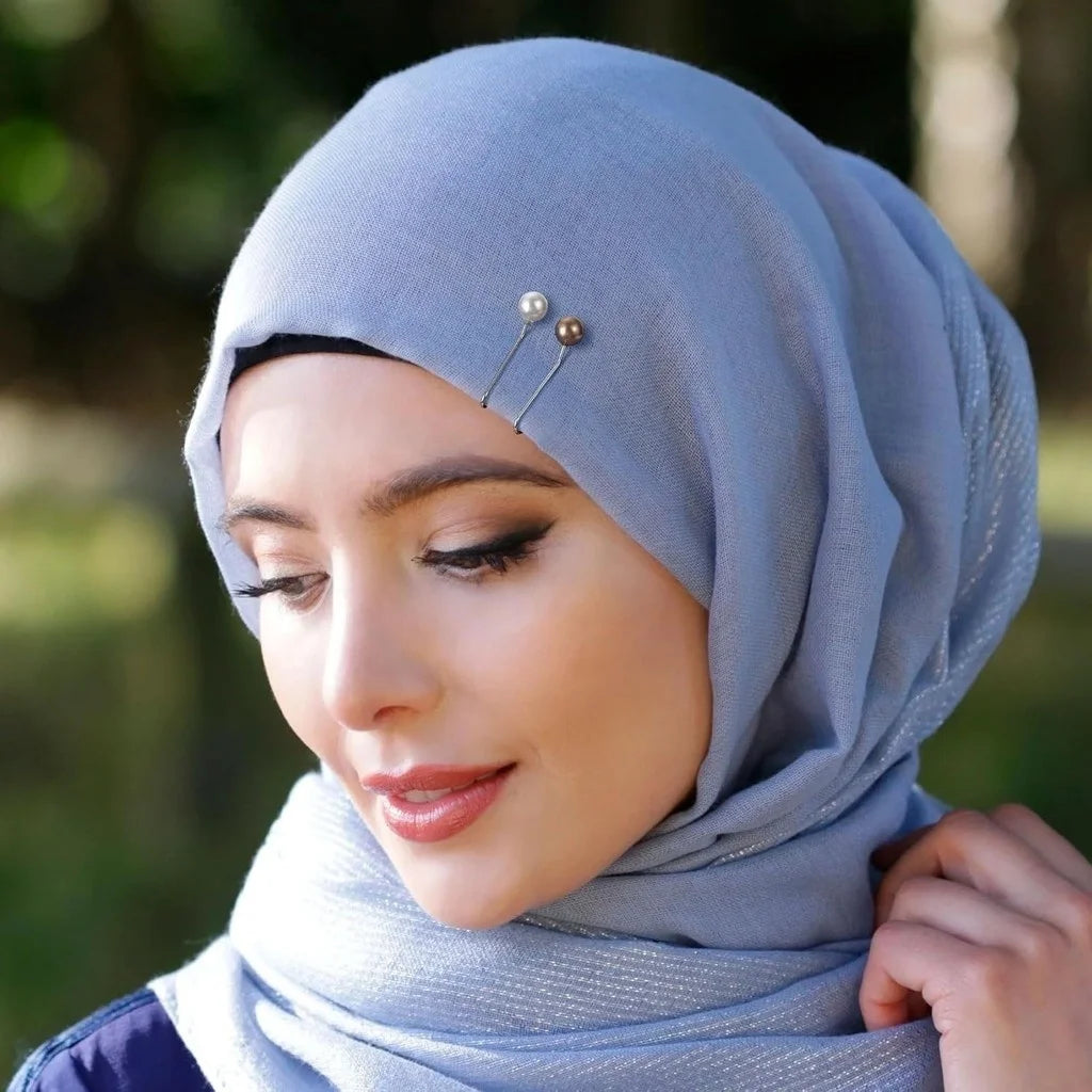12pcs Women Hijab Pins Clips Set Cute Scarf Clip Pearl Brooch Pins, Headscarf Shawl Scarf Muslim Hijab Scarf Clips Safety Pins