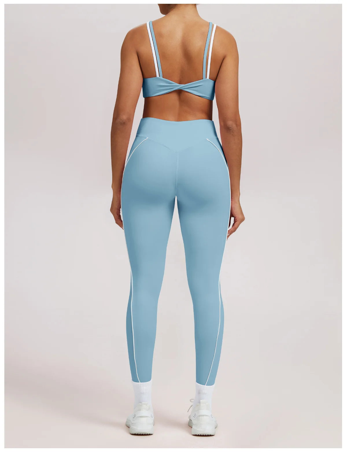 Yoga Leggings Women's Workout Gym Running Fitness Pants High Waist Ruched Contrast Piping Butt Lifting Slim Squat Proof Stretchy