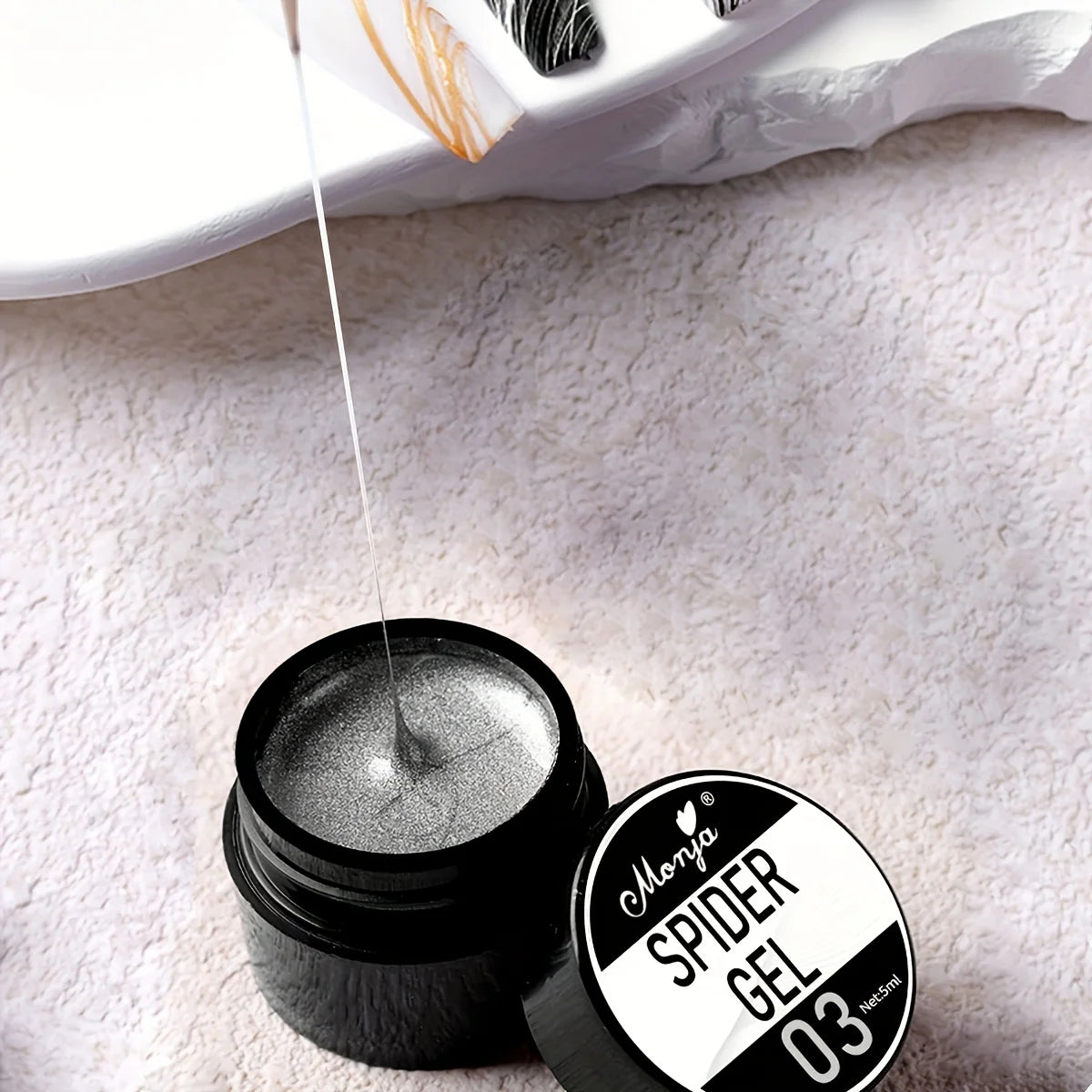 Nail Art Elastic Gel Polish for Carving and Painting Designs, 4 Colors