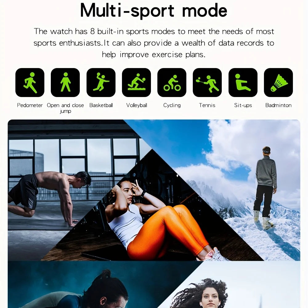 Touch Screen Smart Watch HD Display Bluetooth Call Message Alert Music Sports Smartwatch Men Gift Women Heart Rate Monitoring