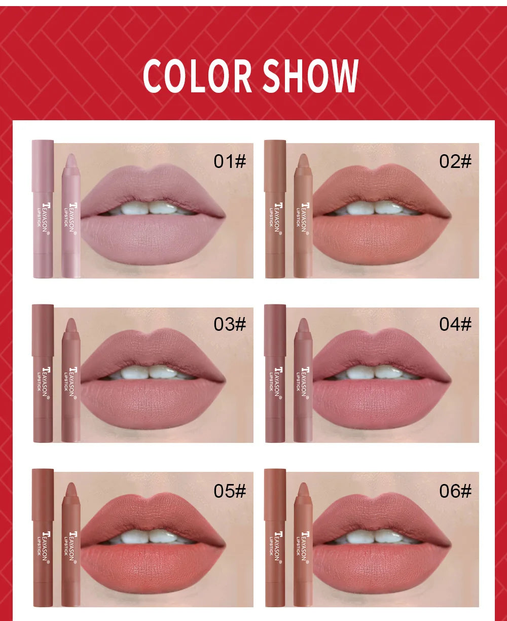 Matte Lipstick Easy Coloring Non-Stick Cup Long-Lasting Comfortable Wear Lip Makeup for Women