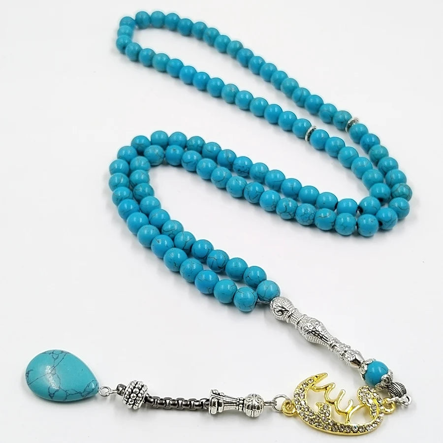 Tasbih Turquoises stone 99 100 Prayer Beads Misbaha Islamic Eid Gift Muslim bracelets