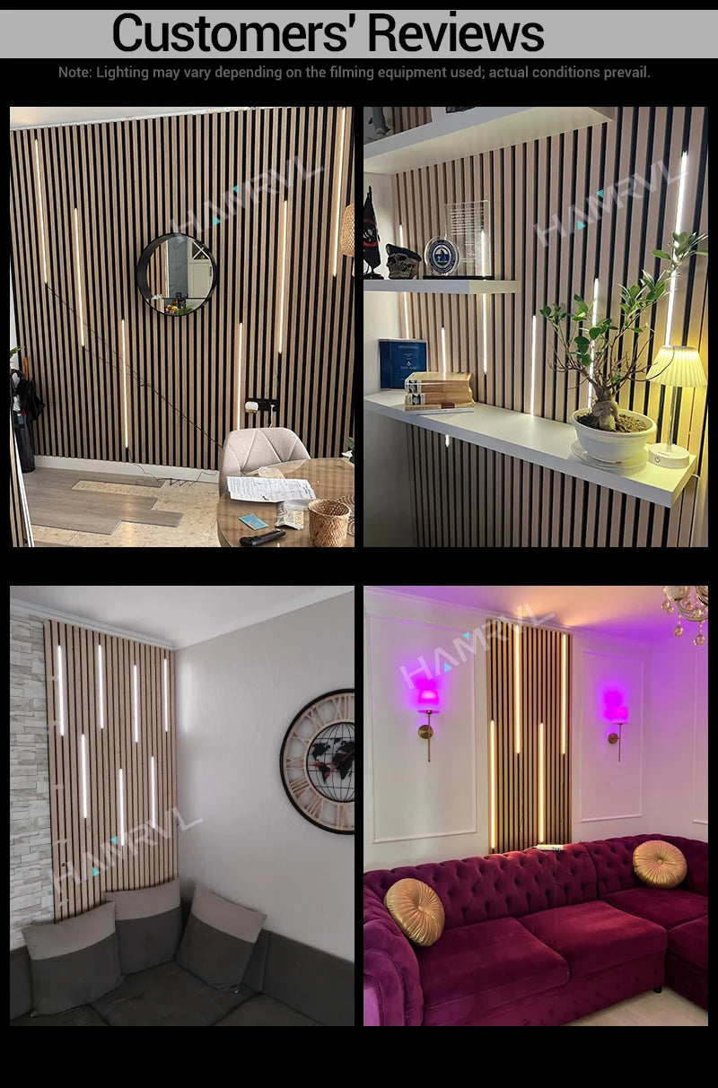 LED Recessed Lighting LED Strip Light for Wood Slat Wall Panel in Parallel with Touch Sensor, Self-Adhesive for Slat Wall Decor