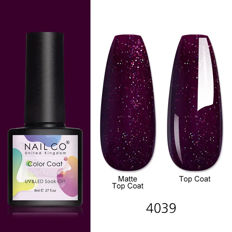NAILCO 8ml Pink Red Colors Gel Nail Polish Nail Art Varnishes Gel Lacquer Coat LED Nails Manicure Design UV Gel Varnish Soak Off