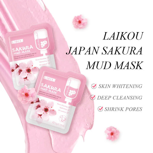 14pc Sakura Mud Face Mask + Sleeping Masks Anti Wrinkle Night Facial Packs Skin Clean Dark Circle Moisturize Anti-Aging Skincare