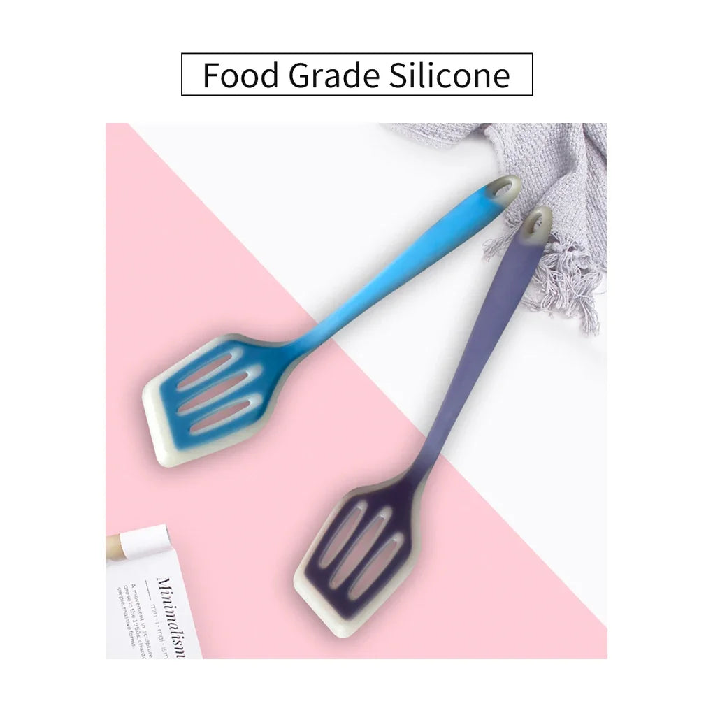 Color Silicone Kitchen Ware Non-stick Set Cooking Utensils Tools Egg Fish Frying Pan Scoop Fried Shovel Spatula Cooking Utensils