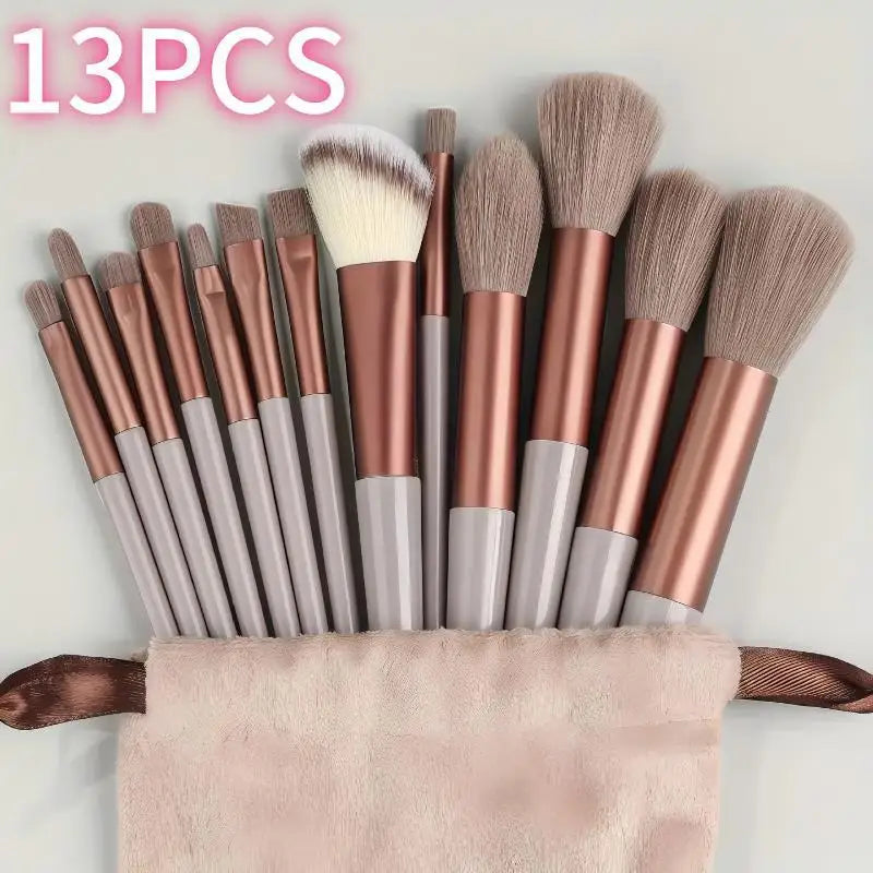 13 Pcs Professional Makeup Brush Set with Accessories for Combination Skin Soft Brushes Suitable for Beginners Beauty Kit