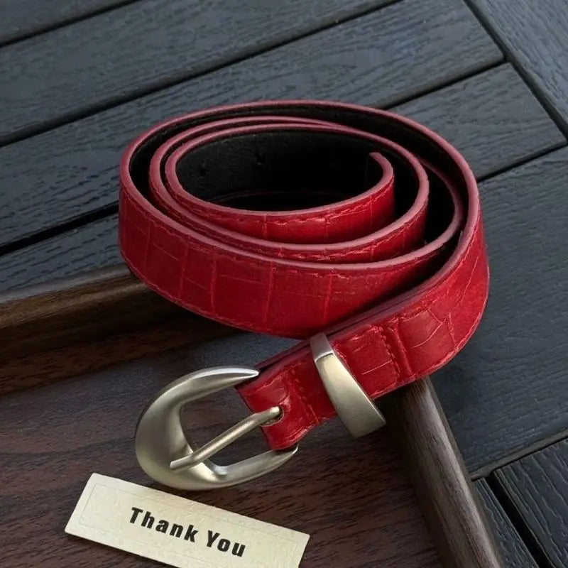 Vintage Classic Crocodile Pattern Belts Y2K Women Belt American Fashion Belt Simple Pin Buckle Red Black Skirts Jeans Waist Belt