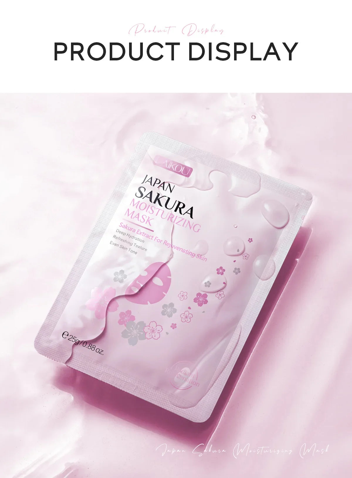 LAIKOU Japan Sakura Moisturizing Face Mask Deep Hydration Brightening Skin Care Facial Sheet Mask for Dry Skin