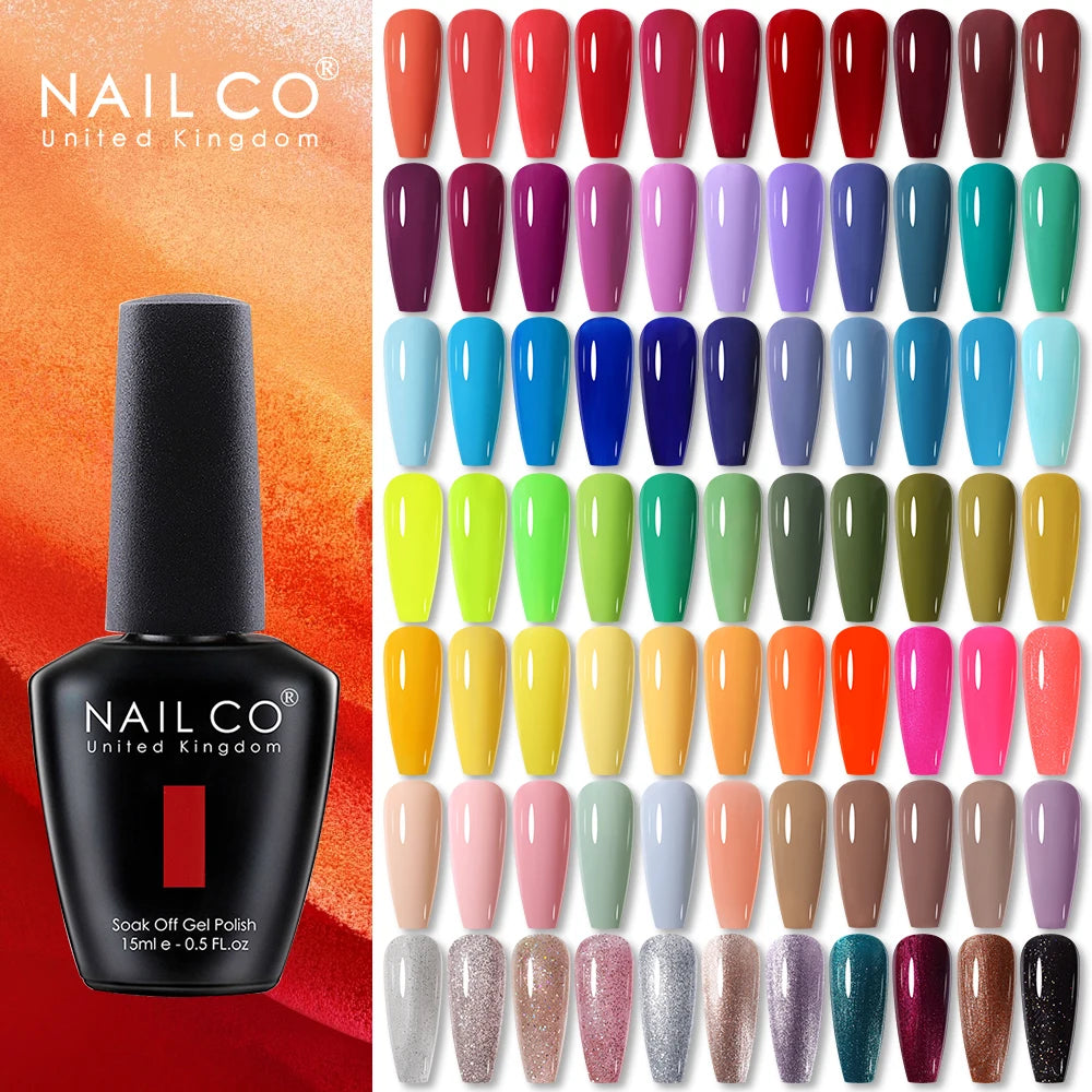 NAILCO 333 Colors Gel Nail Polish Semi Permanent Varnishes Nails Art Design Hybrid Soak Off Top Base Coat UV Gel Manicure 15ml