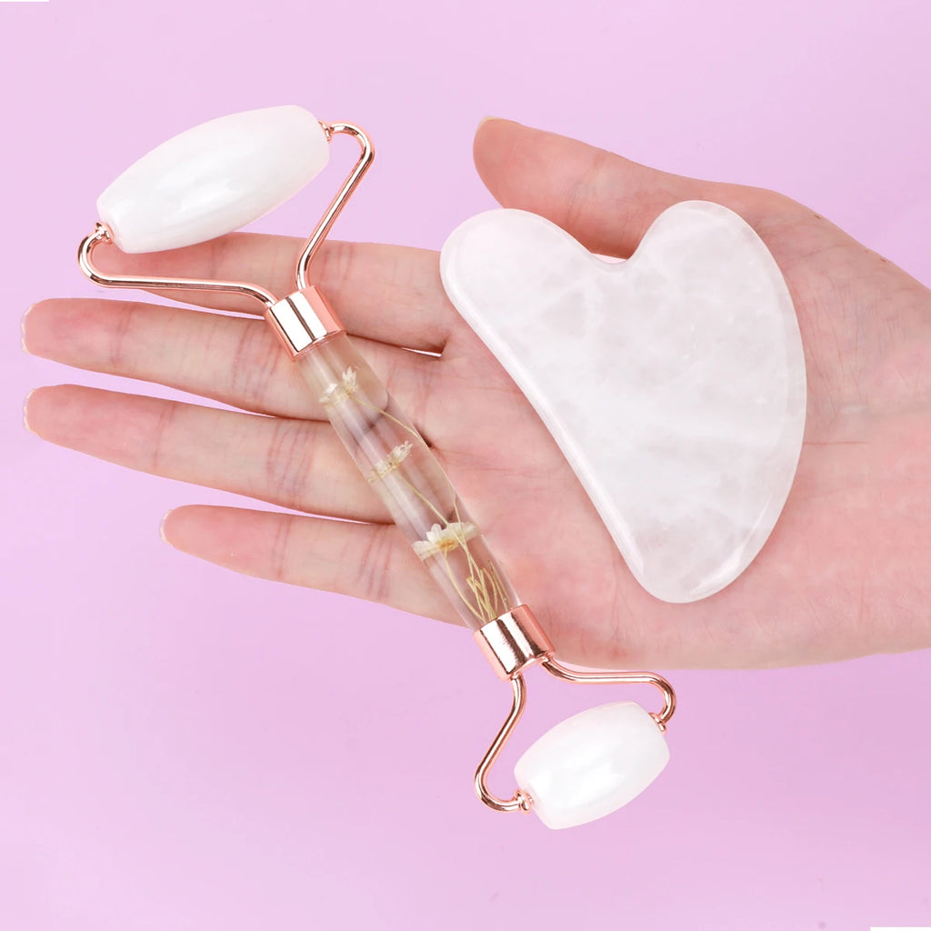 Gua Sha&Jade Roller Set Natural Jade Massager For Face Neck Body Care Beauty Health Skin Care Tools Facial Slim Lift Scraping
