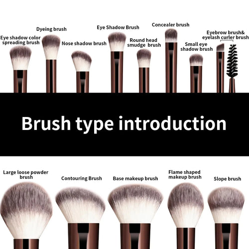 13PCS Makeup Brush Set Foundation Concealer Powder Eyeshadow Blush Brush Kabuki Blending Cosmetic Beauty Tool for Face