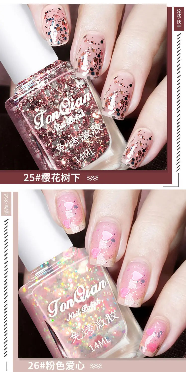 Nail Polish Female Lasting No Bake Can Not Peel Classic Show White Cherry Red Pearl White Transparent Nude Color