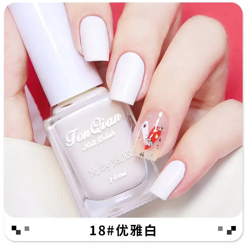 Nail Polish Female Lasting No Bake Can Not Peel Classic Show White Cherry Red Pearl White Transparent Nude Color