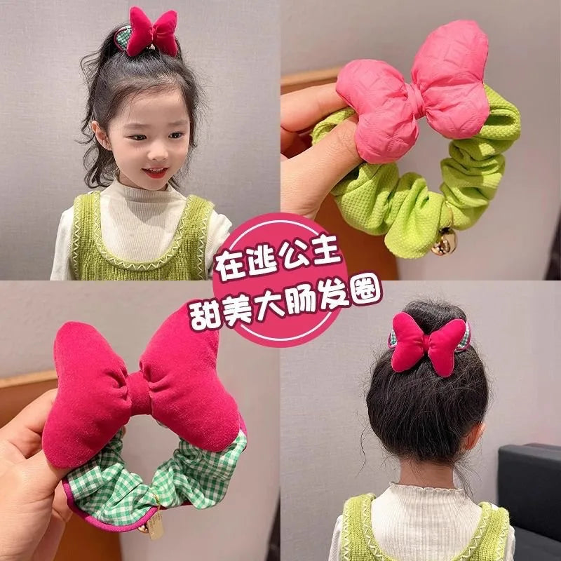 Women's Hair Scrunchies Bow Bells Cute girls Sweet Kawaii Hair Ties Fashionable Dopamine Verstaile Hair Accessories Children