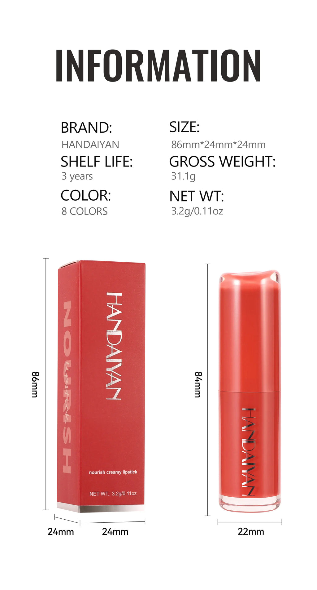 Velvet Matte Lipstick 8 Colors Long Lasting Waterproof Moisturizing Non Stick Lip Makeup For Daily Natural Look
