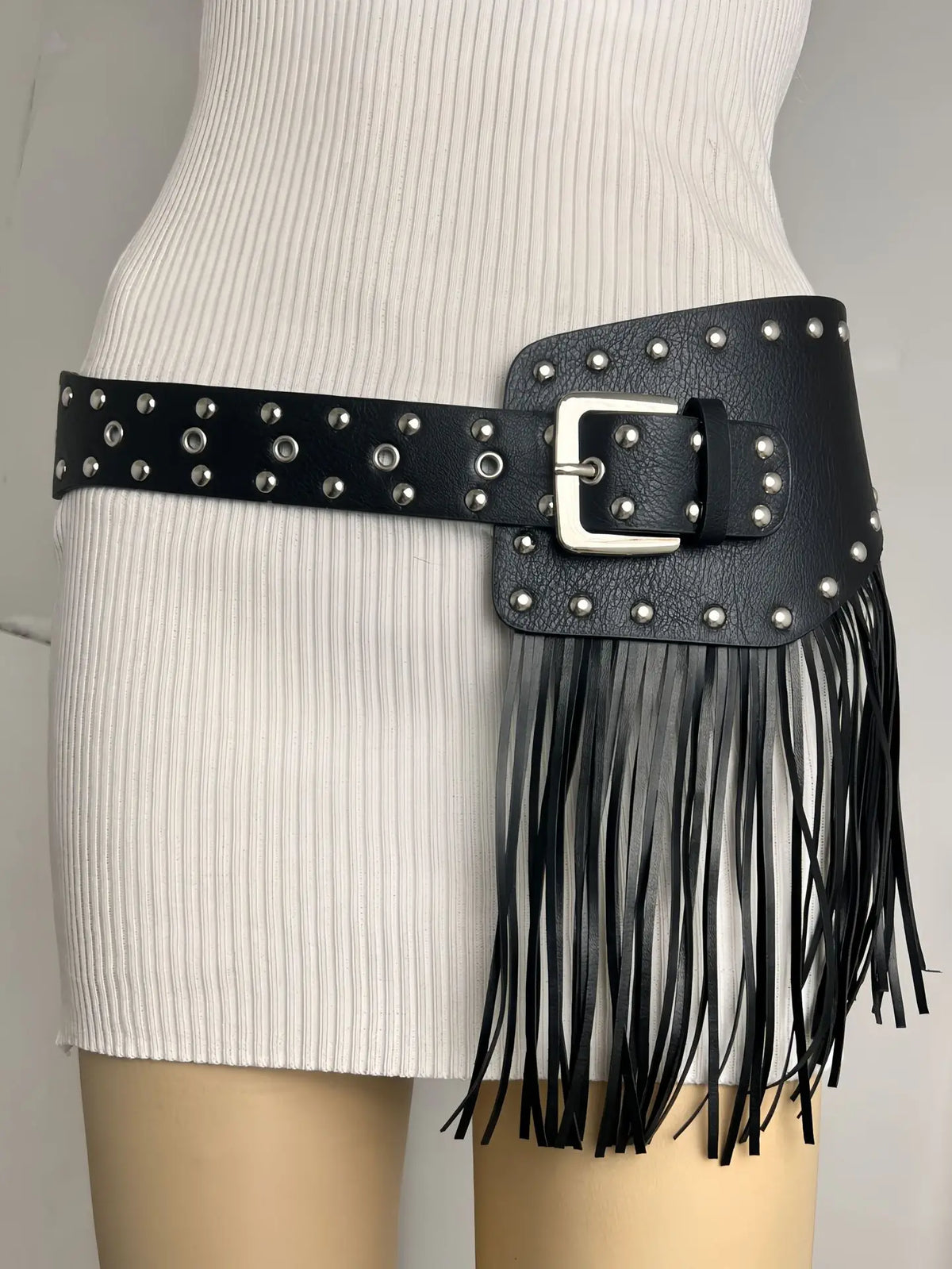 Retro Belt Western Cowboy Fringe Belt Bohemian-style Wide Waist Belt With Tassels Gothic Punk Fashion Belt Pu Material