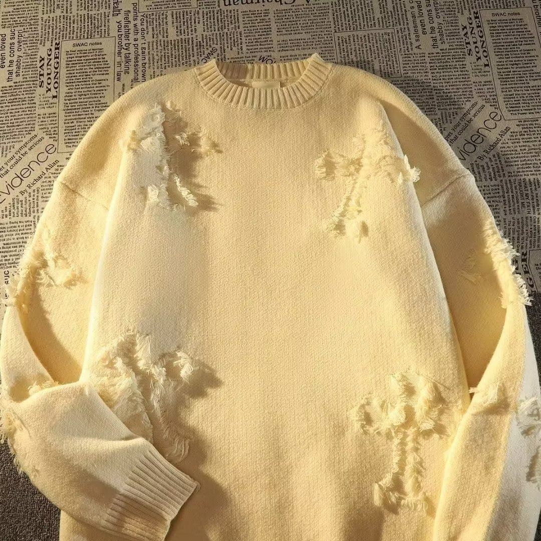 Round-neck knit sweater